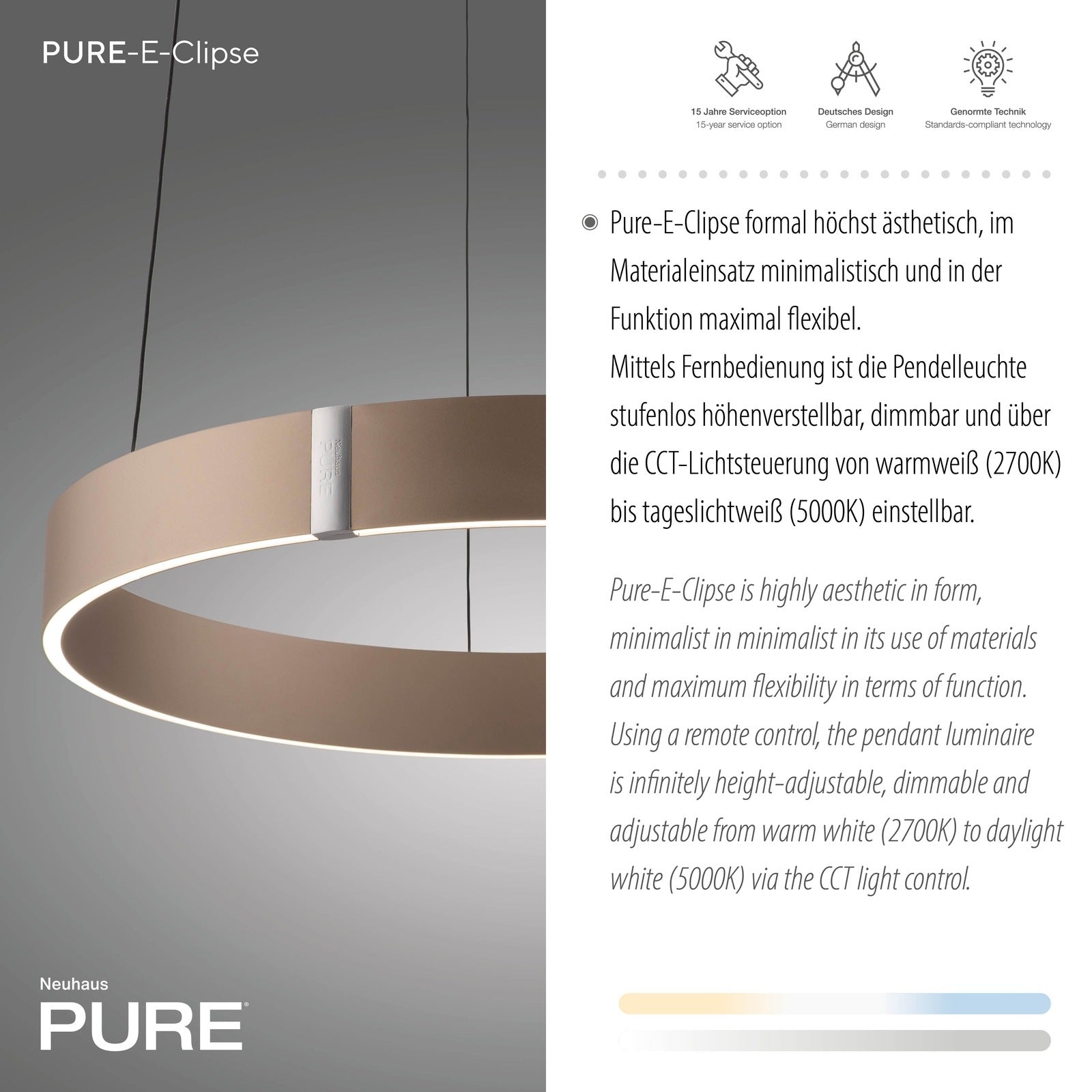 Paul Neuhaus-Pendelleuchte Pure E-Clipse LED