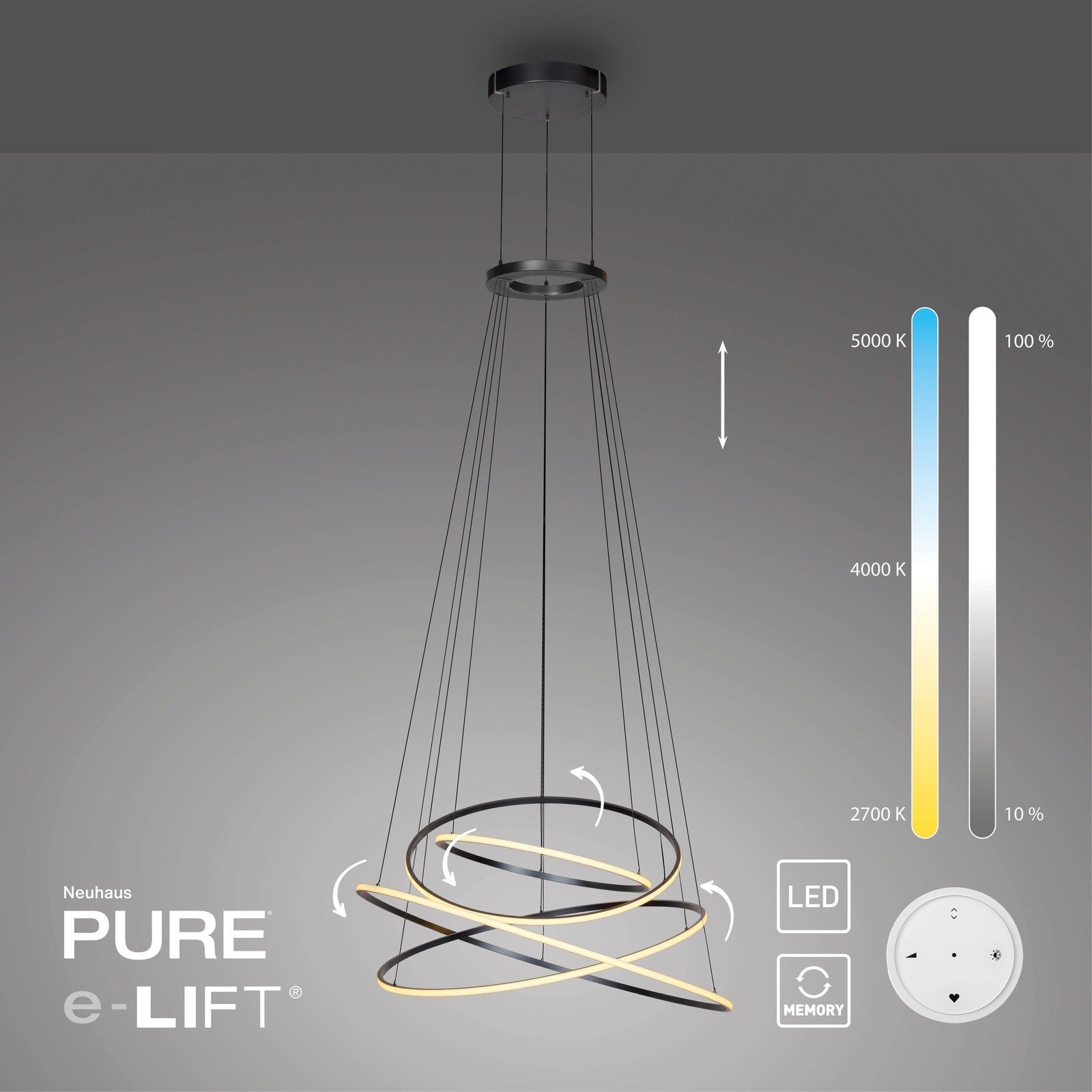 Paul Neuhaus-Pendelleuchte Pure E-Flying Rings