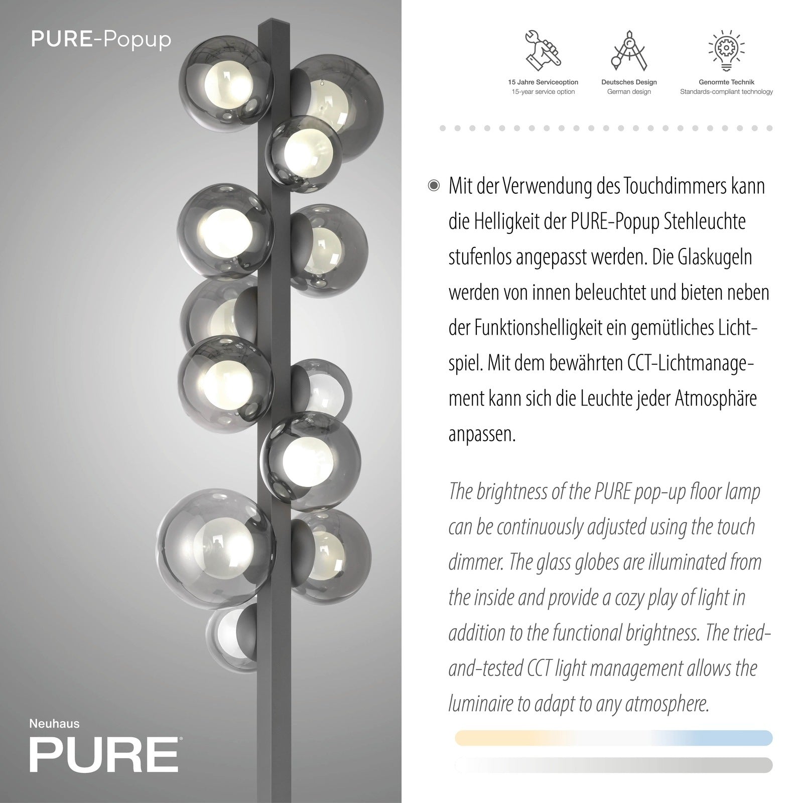 Stehleuchte Pure -E-Popup grau