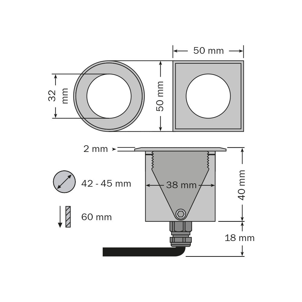 Dot Spot - Bodeneinbauleuchte brilliance midi narrow rund