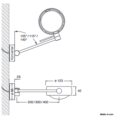 Occhio - Wandleuchte letto LED 30 up Chrom matt base Rechts ohne Kopf