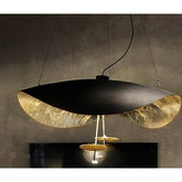 C&S - Pendelleuchte Lederam Manta S2 LED Schirm schwarz/gold