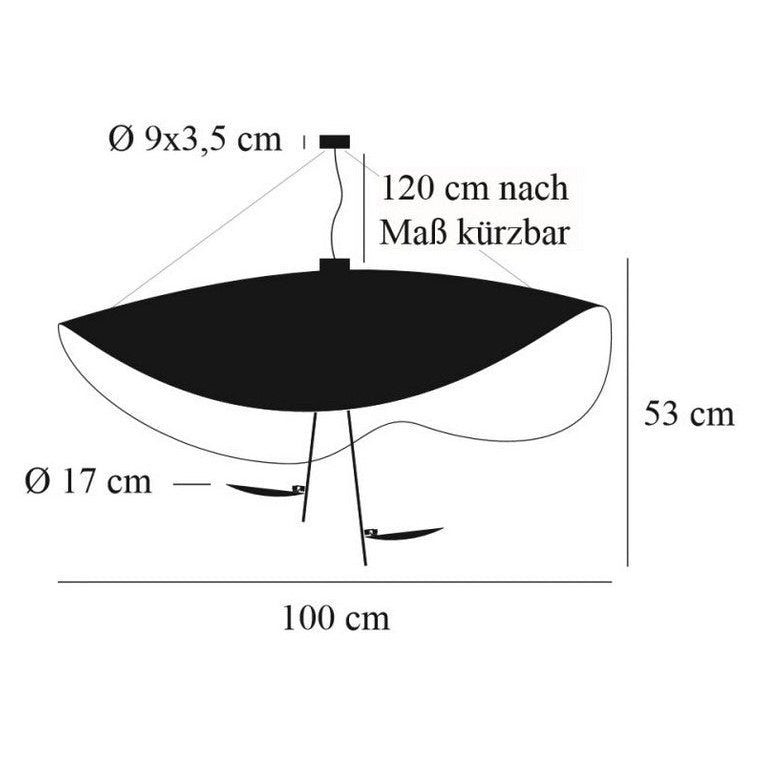 C&S - Pendelleuchte Lederam Manta S2 LED Schirm schwarz/gold