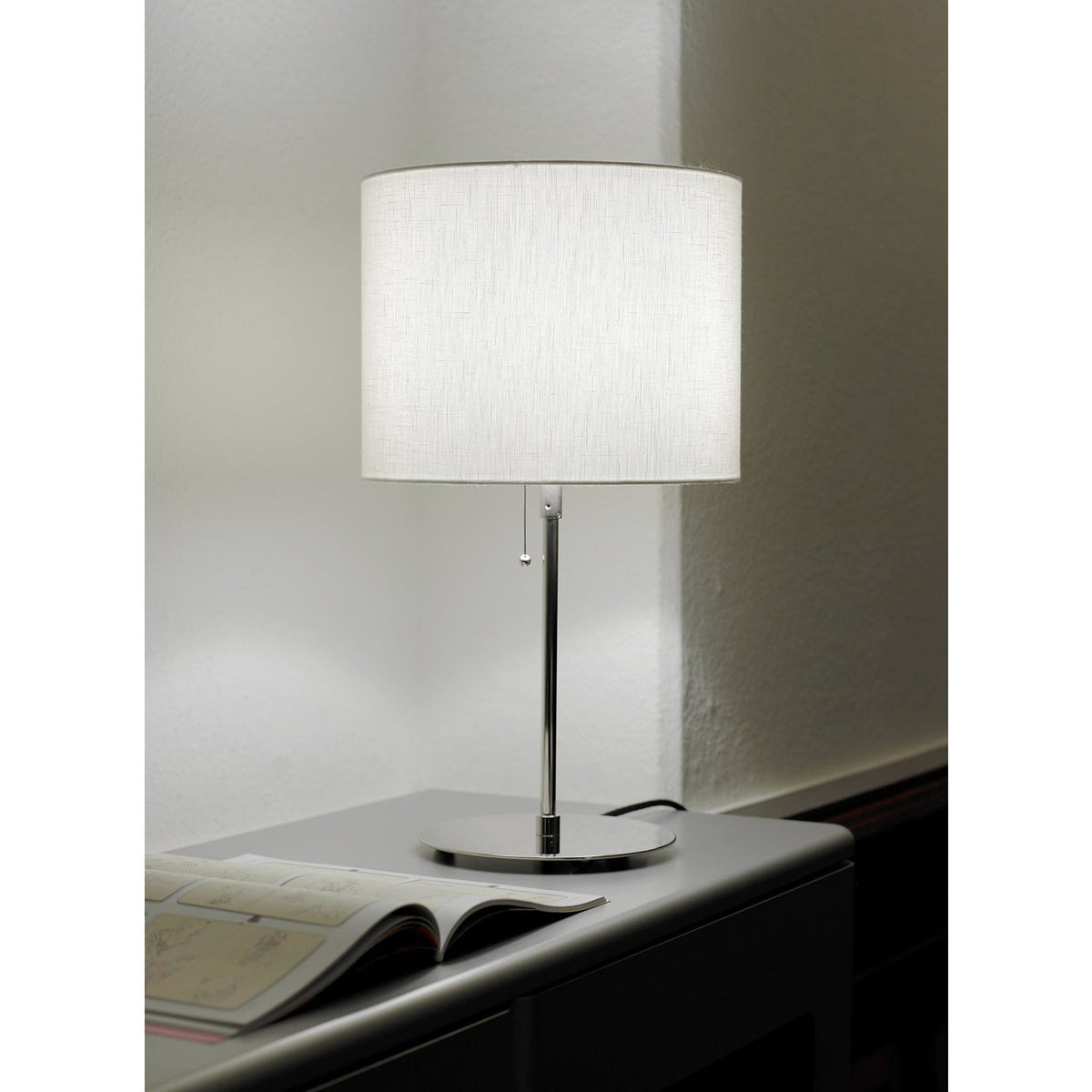 Tecnolumen - Tischleuchte TLWS05 Metall vernickelt Leinenschirm weiß/Folie opal