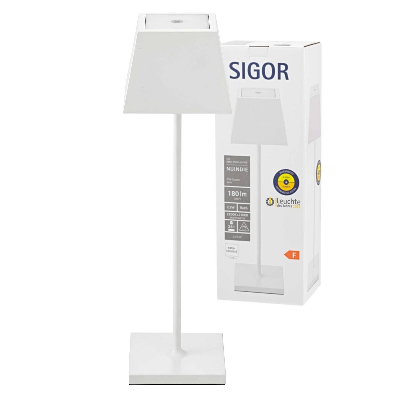 Sigor Licht - Akku-Tischleuchte Nuindie Schirm eckig