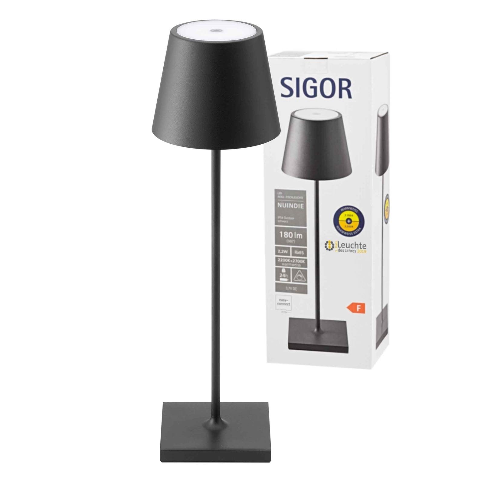 Sigor Licht - Akku-Tischleuchte Nuindie Schirm rund