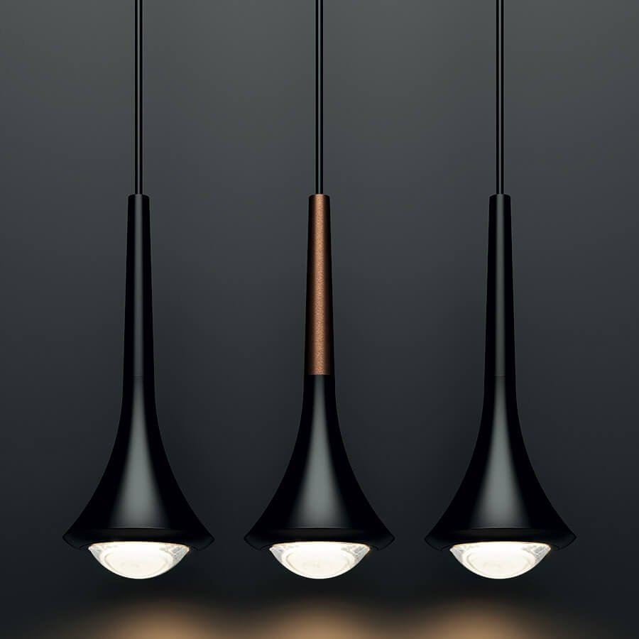 Lodes - Pendel Rain schwarz/gold LED 9W 2700K IP40 dimmbar ohne Baldachin
