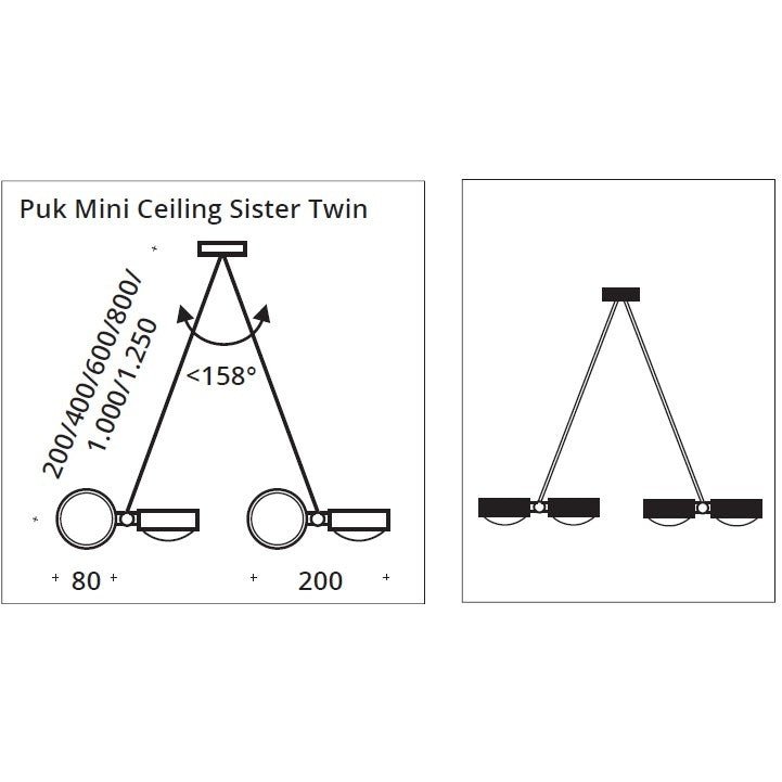 Top Light - Deckenleuchte Puk Mini Sister Twin Chrom