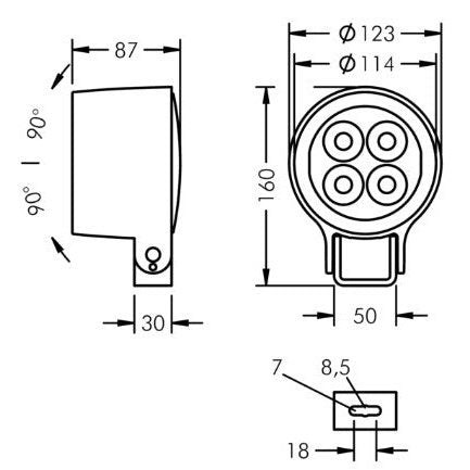 W.Meyer+Sohn - Außenwandleuchte Monospot S2 weiß LED