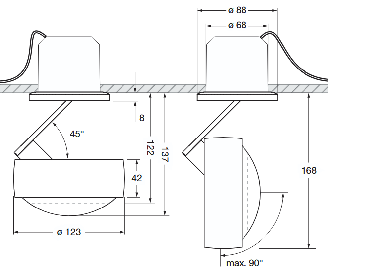 Occhio - Deckenaufbauleuchte Piu Alto 3d up pro