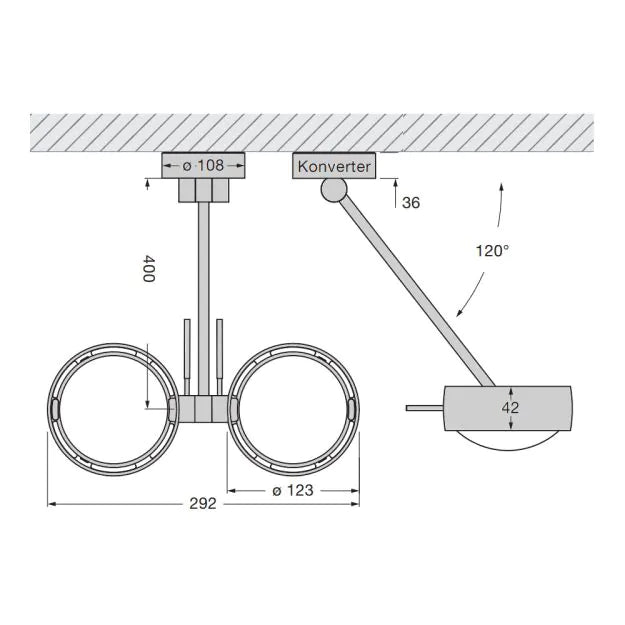 Occhio - Deckenleuchte Sento Soffitto Doppio up chrom ohne Köpfe