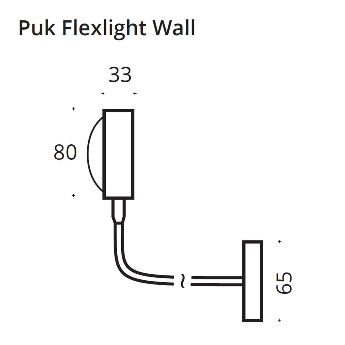 Top Light - Wandleuchte Puk Flexlight 40cm ohne Linse
