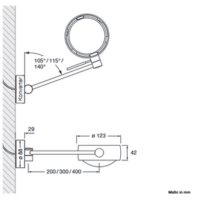 Occhio - Wandleuchte letto LED 30 up Chrom matt base Rechts ohne Kopf