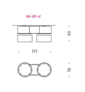 Mawa - Aufbaustrahler Wittenberg 2-flammig rund halogen mit Wabenraster grau inkl. Trafo