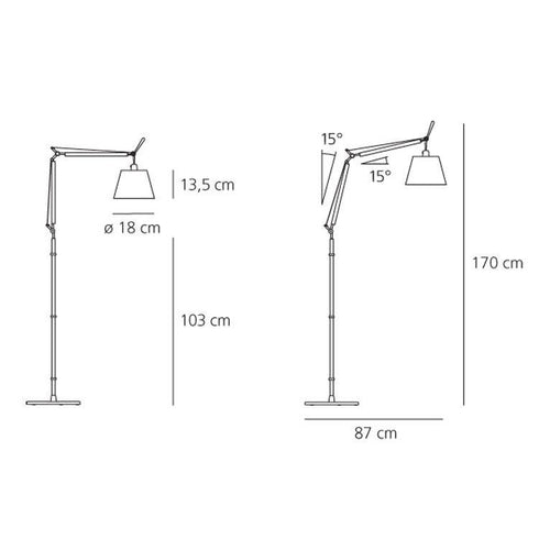 Artemide - floor lamp Tolomeo Basculante Terra Parchment