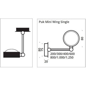 Top Light - Deckenleuchte Puk Mini Wing Single LED Chrom