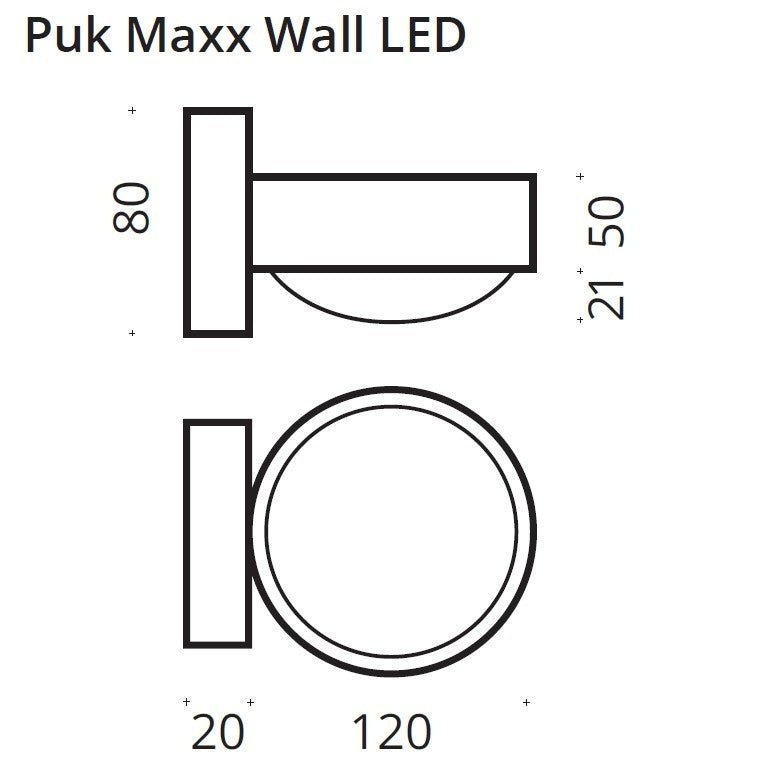 Top Light - Wandleuchte Puk Maxx Wall Anthrazit matt LED ∅120